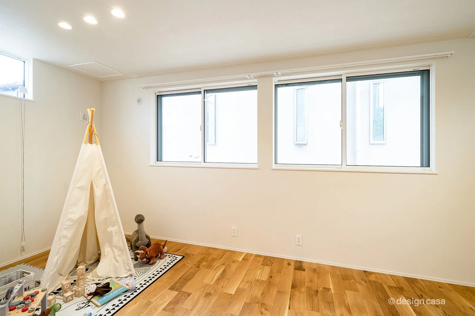 将来は２部屋に分けられるよう設計されたキッズルーム